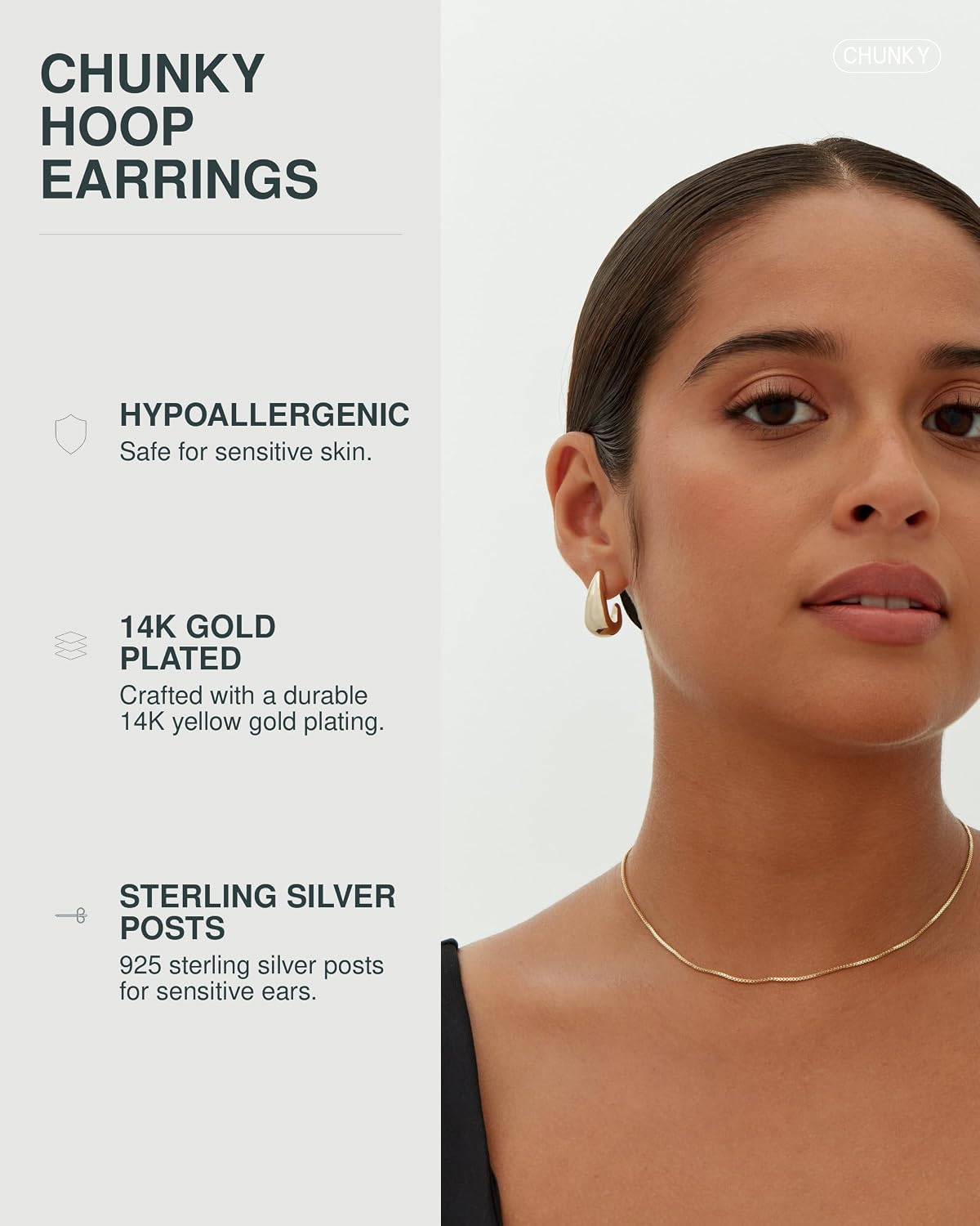 PAVOI 14K Gold Plated Statement Huggie Earrings for Women, Dome Hoops | Hypoallergenic Earrings with 925 Sterling Silver Posts, Dome Gold Hoop Earrings
