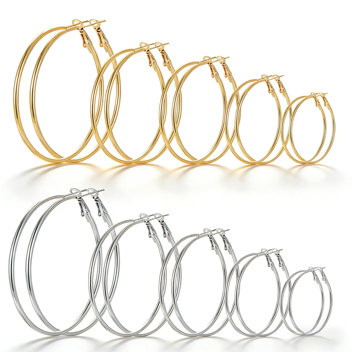 9 Pairs Small Gold/Silver Hoop Earrings Set for Women | 14K Gold Plated Chunky Hoop Small Earring Hypoallergenic Thick Open Lightweight Chunky Hoop Earrings Jewelry for Gifts