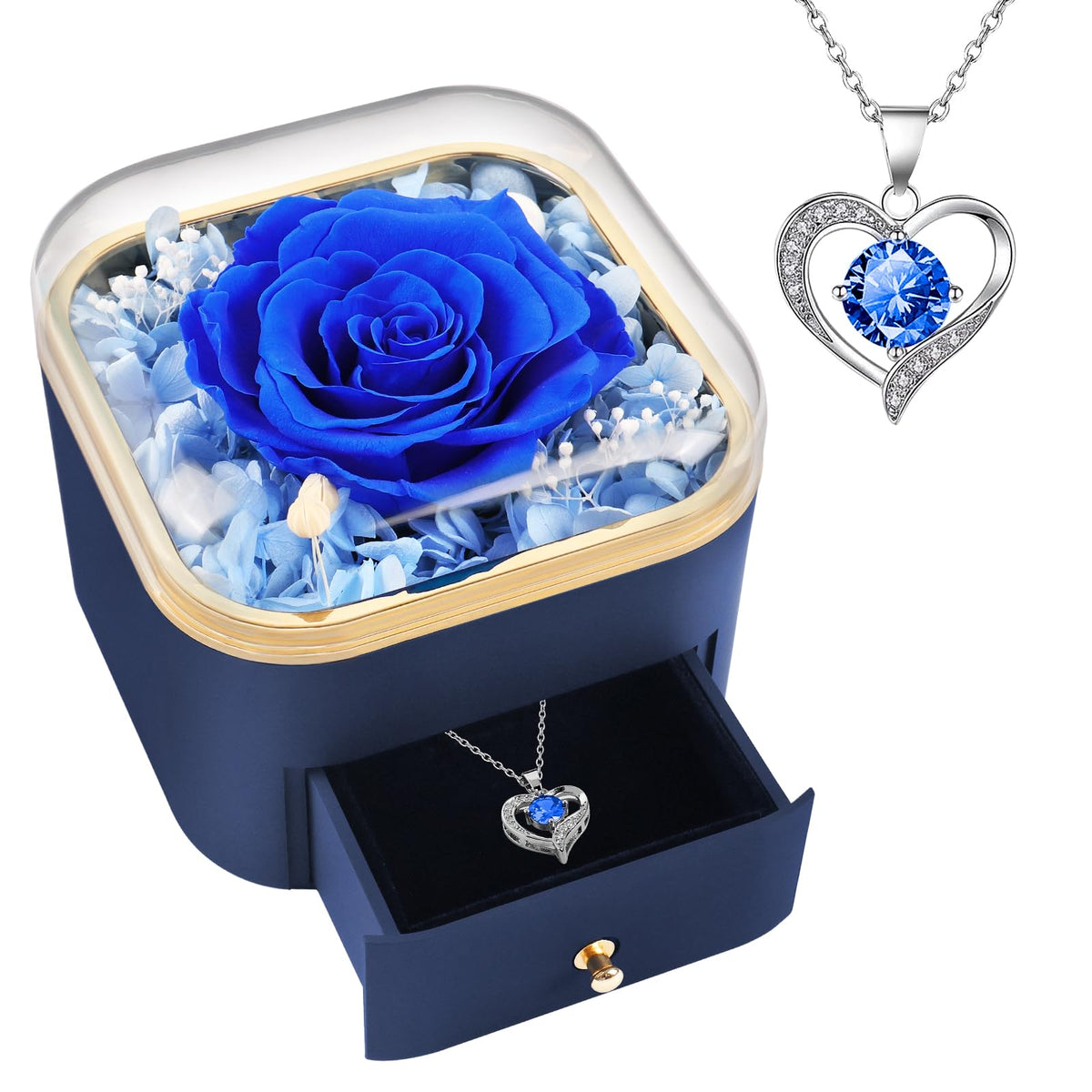 Beferr Birthday Gifts for Women Preserved Real Rose with Necklace Eternal Purple Roses Forever Flowers for Delivery Anniversary Mothers Day Flower Gifts for Mom Wife Grandma Daughter Her Girlfriend