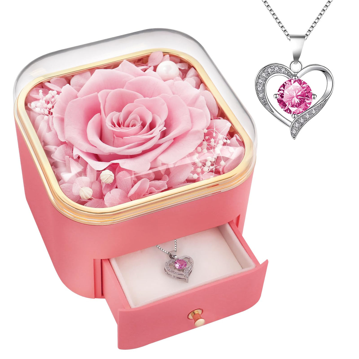 Beferr Birthday Gifts for Women Preserved Real Rose with Necklace Eternal Purple Roses Forever Flowers for Delivery Anniversary Mothers Day Flower Gifts for Mom Wife Grandma Daughter Her Girlfriend