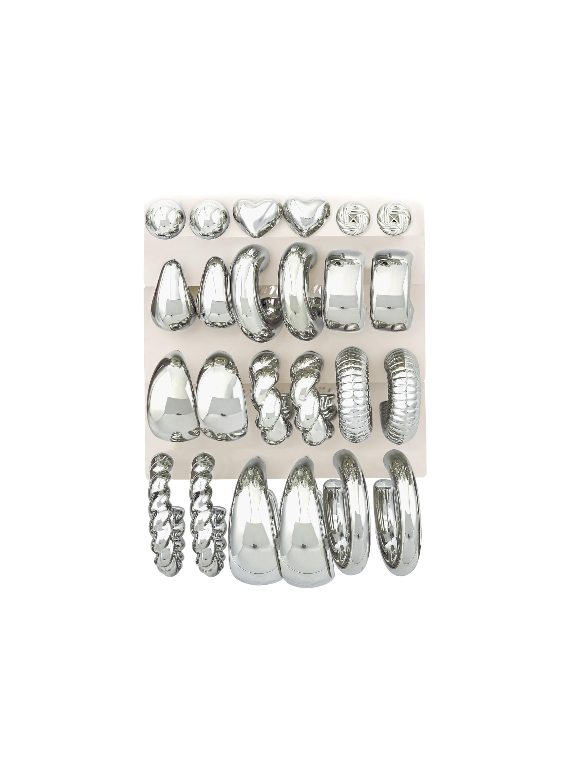 12 Pairs Chunky Gold Hoop Earrings for Women Trendy, Gold Plated Lightweight Hypoallergenic Stack, Thick Open Twisted Huggie Hoops Earring Set