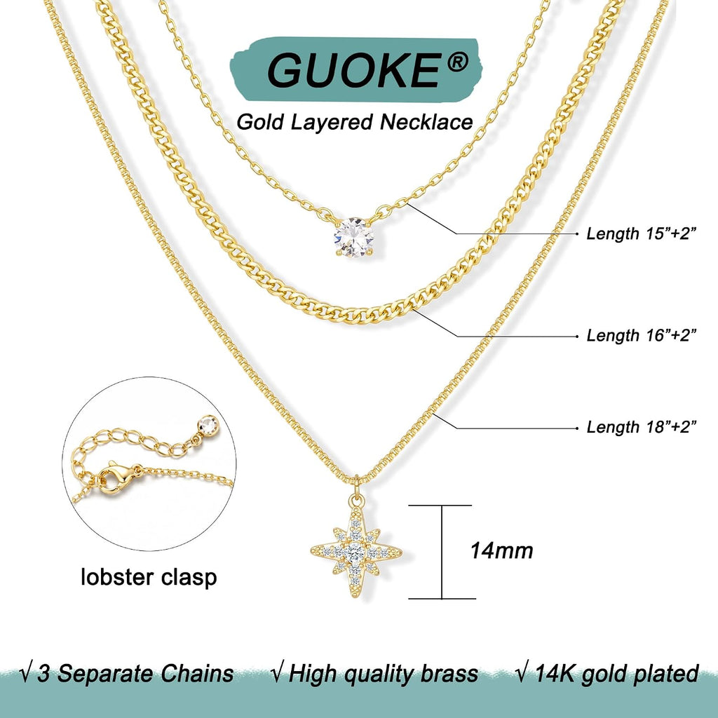 Gold Necklace Stack, Layered Gold Necklaces for Women Jewelry Set | 14K Gold Plated, Separate Chains, Pendant, Dainty, Non Tarnish, Delicate, Chain, Multi, Gift