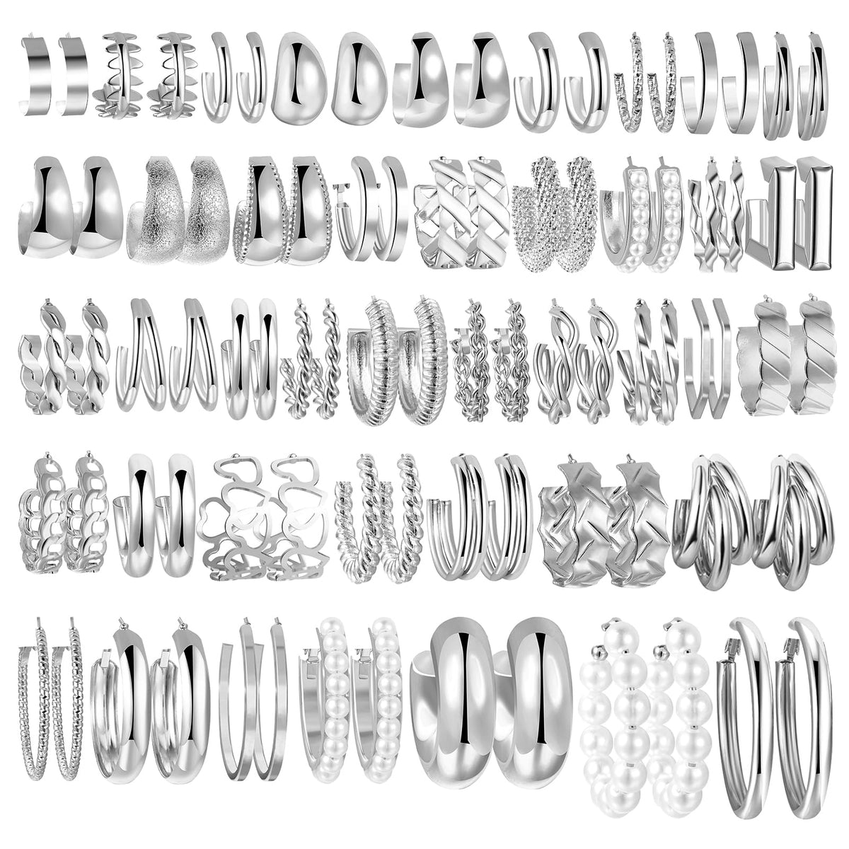 42 Pairs Gold Hoop Earrings Set for Women, Multiple Styles | Hypoallergenic Multipack Small to Chunky Hoops, Twisted Trendy Earrings for Everyday Wear Mothers Day Gifts