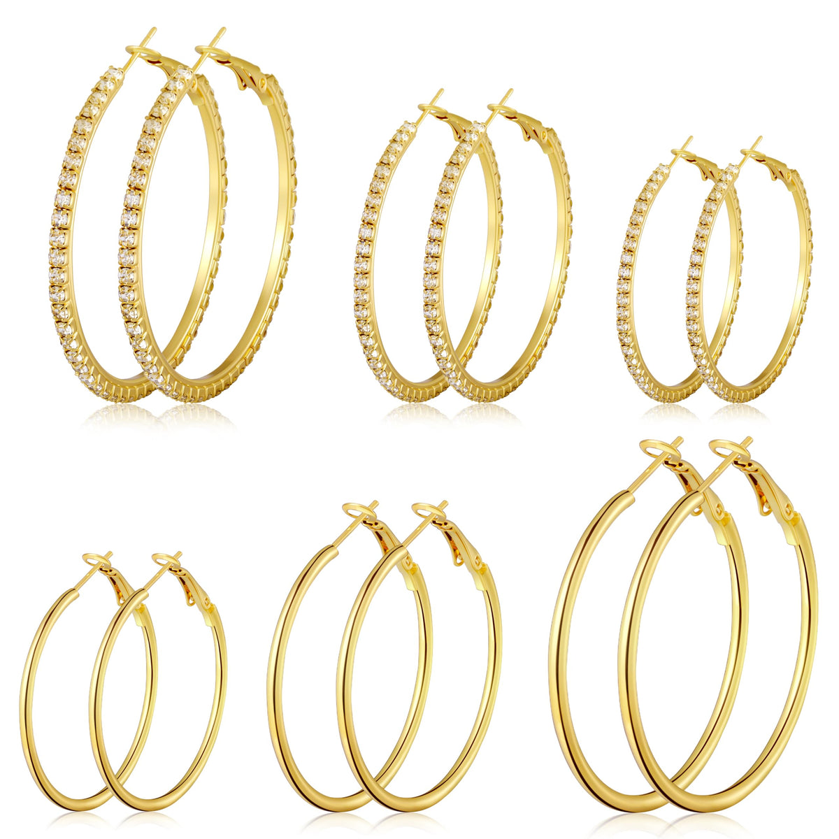 12 Pairs Gold Hoop Earrings Set for Women，Fashion Jewelry Gifts 40mm/50mm | Large/Big, Trendy, Pearl, Multiple Styles, lightweight, 14K Gold-plated, Hypoallergenic, Great for Party/Gathering/Work/Daily