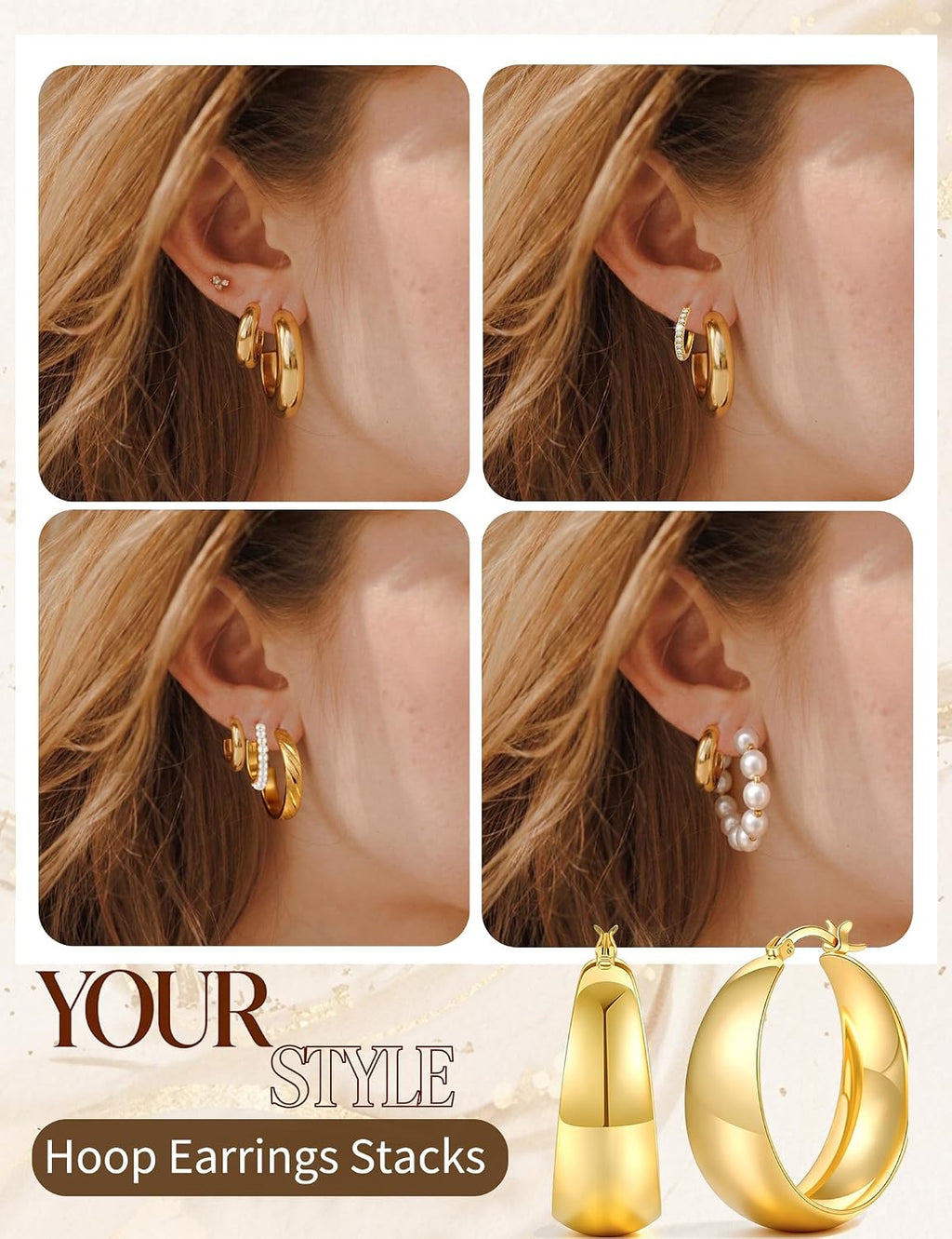 42 Pairs Gold Hoop Earrings Set for Women, Multiple Styles | Hypoallergenic Multipack Small to Chunky Hoops, Twisted Trendy Earrings for Everyday Wear Mothers Day Gifts