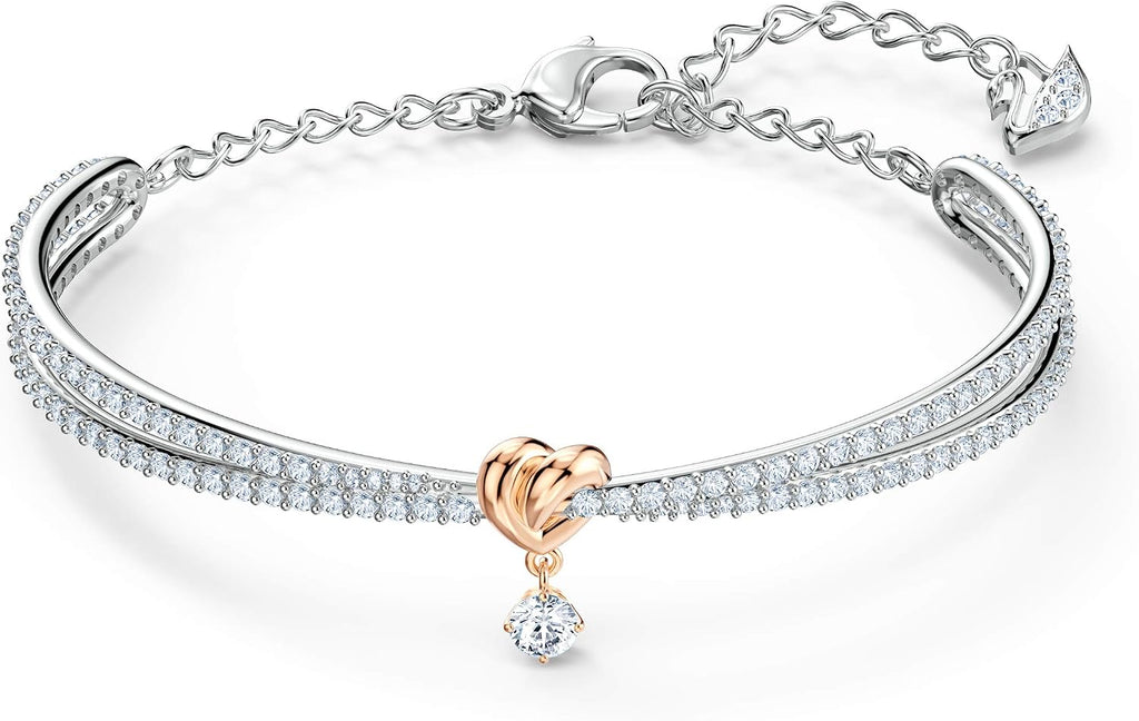 Swarovski Lifelong Heart Necklace, Earrings, and Bracelet Crystal Jewelry Collection, Rose Gold & Rhodium Tone Finish