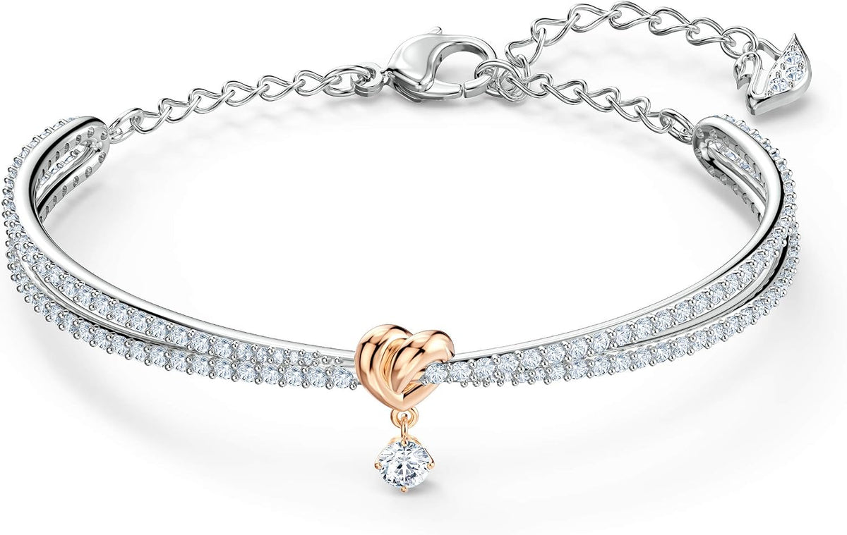 Swarovski Lifelong Heart Necklace, Earrings, and Bracelet Crystal Jewelry Collection, Rose Gold & Rhodium Tone Finish