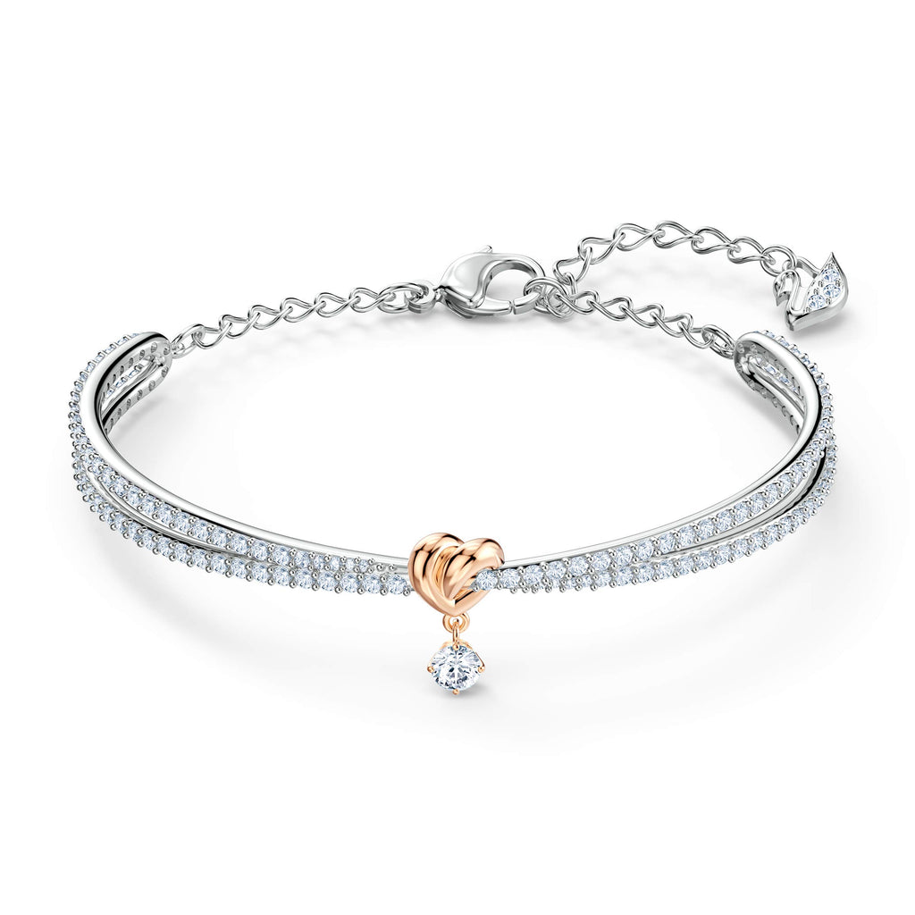 Swarovski Lifelong Heart Necklace, Earrings, and Bracelet Crystal Jewelry Collection, Rose Gold & Rhodium Tone Finish