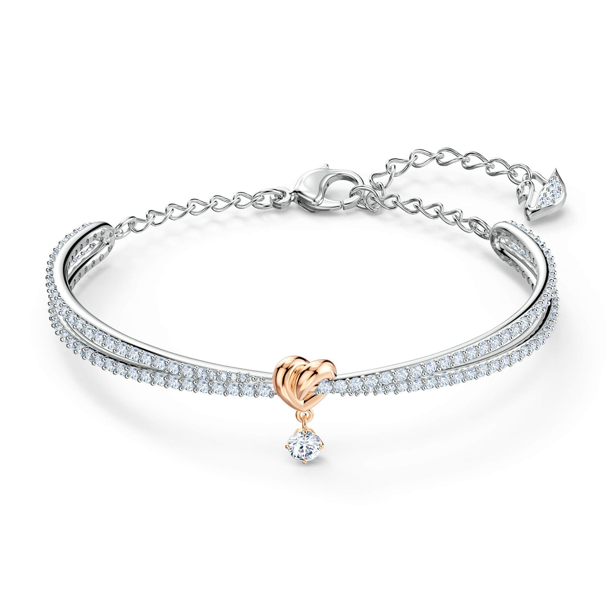 Swarovski Lifelong Heart Necklace, Earrings, and Bracelet Crystal Jewelry Collection, Rose Gold & Rhodium Tone Finish