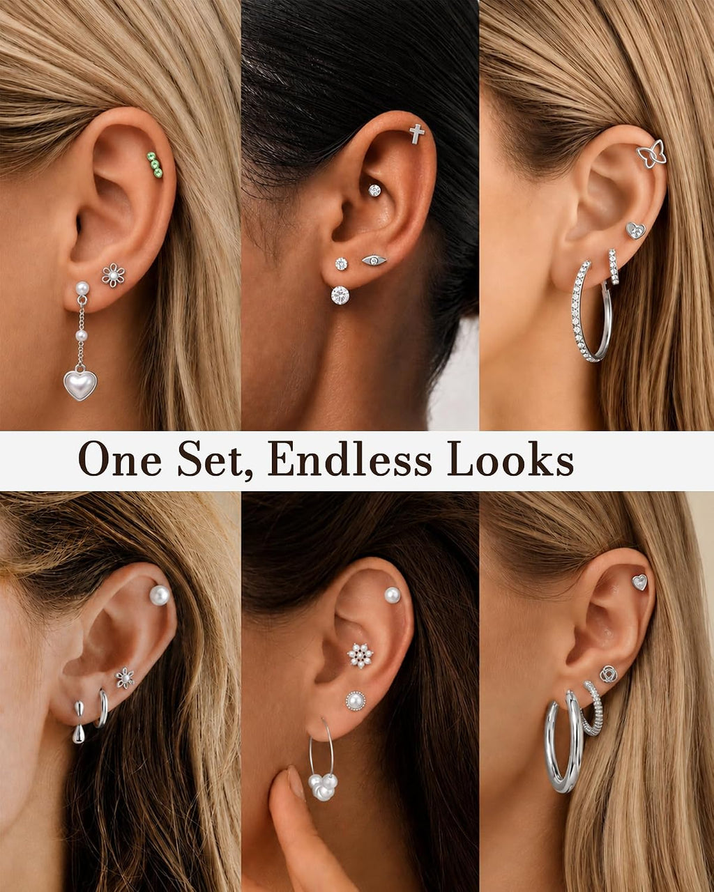 84 Pairs Gold Stud Earrings Set for Women Multipack, Fashion Pearl Cubic Zirconia Butterfly Earrings Packs Piercings, Hypoallergenic Stud Hoops Earrings for Gift