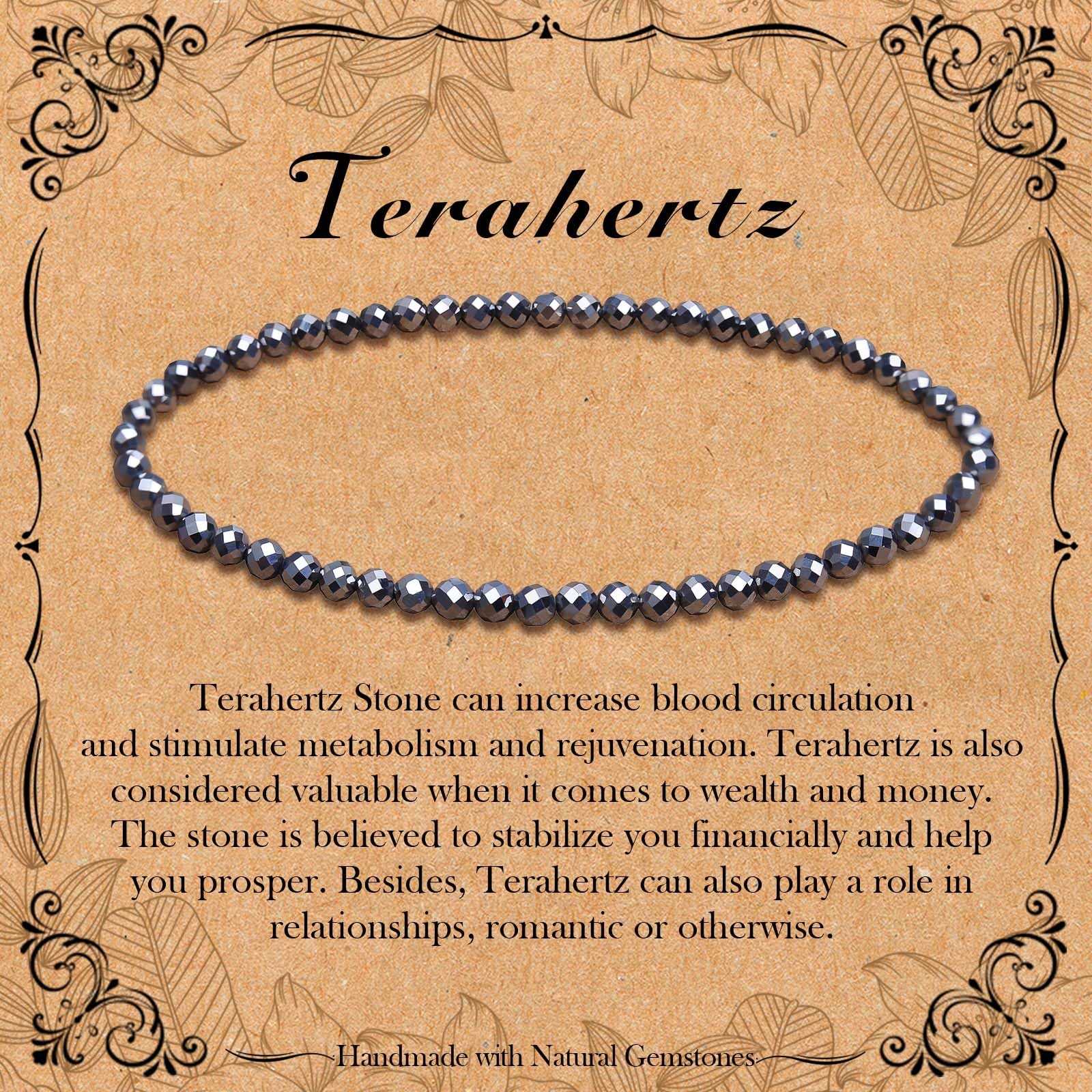 BONNY BOXX Natural Genuine Gemstone Faceted Round Beads Bracelets, 3mm Adjustable Stretchy Tiny Faceted Bracelet, Healing Crystal Reiki Chakra Dainty Jewelry Fashion Gifts