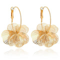 Gold Silver Flower Dangle Earrings for Women | Cute Statement Trendy Floral Drop Earrings, Boho Fashion Lightweight Hoop Jewelry Gift, Hypoallergenic for Sensitive Ears