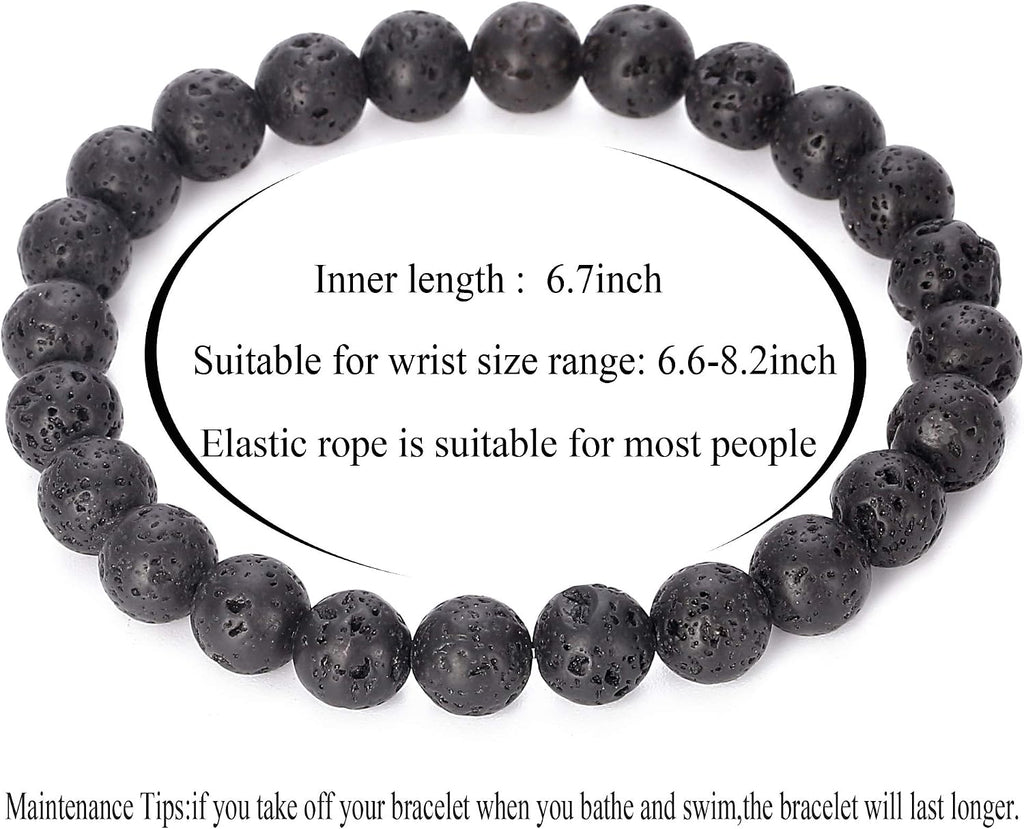 Men Women 8mm Natural Stone Lava Rock Diffuser Bracelet