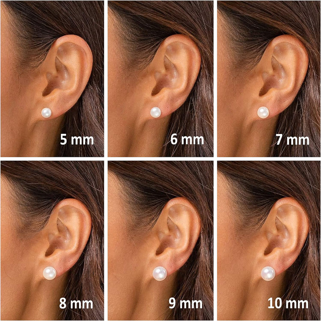 PAVOI 14K Gold Plated Freshwater Cultured Pearl Stud Earrings for Women | Hypoallergenic 925 Sterling Silver Earrings, Elegant Pearl Earrings for Brides and Bridesmaids