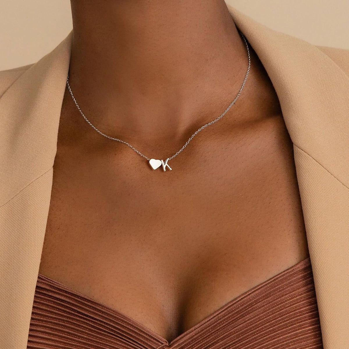 Turandoss Heart Initial Necklace for Women Teen Girls - 18K Gold Plated Letter A-Z Pendant Necklace Dainty Heart Necklaces Tiny Initial Necklaces Birthday Gifts for Women Jewelry