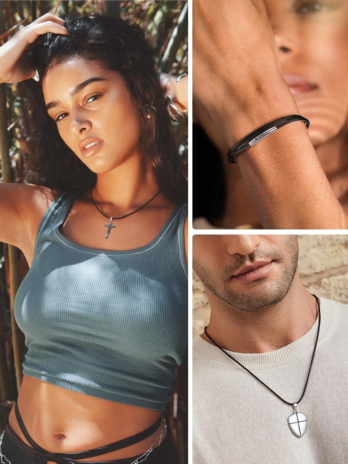 U7 Leather Necklace Cord for Men Black Wax Rope Chain for Pendant | Waterproof Woven Wax Cord Necklace With Stainless Steel Clasp, 1.5/2/3mm, 16-30", Lightweight Comfortable for Everyday Wear