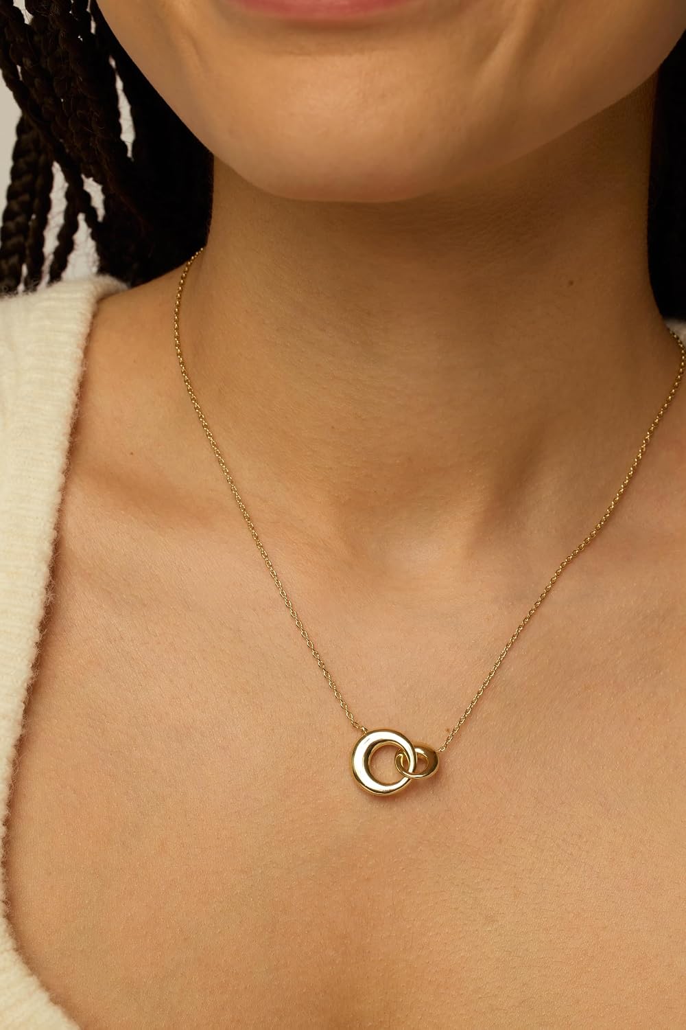 PAVOI 14K Gold Plated Dainty Interlock Pendant Necklace for Women | Circle Link Pendant Necklaces