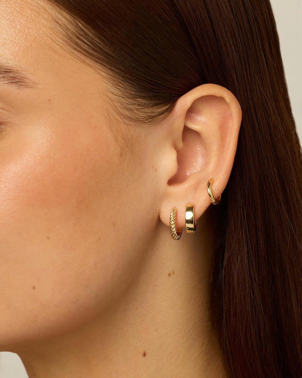 PAVOI Gold Hoop Earrings for Women, 3-Pair Small Huggie Earrings Set | Hypoallergenic Earrings with 925 Sterling Silver Posts, 14K & 18K Gold Plated Piercing Earrings with Cubic Zirconia