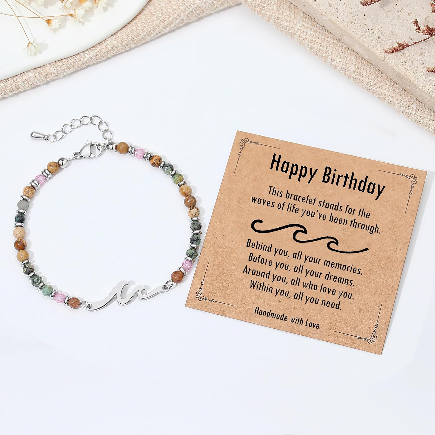 TONY & SANDY Friend Gifts for Women, Unique Birthday Gifts for Women, Sister Gift from Sister, Wave Bracelet, Christmas Stocking Stuffers for Woman Female, Bestie Friendship Bracelets