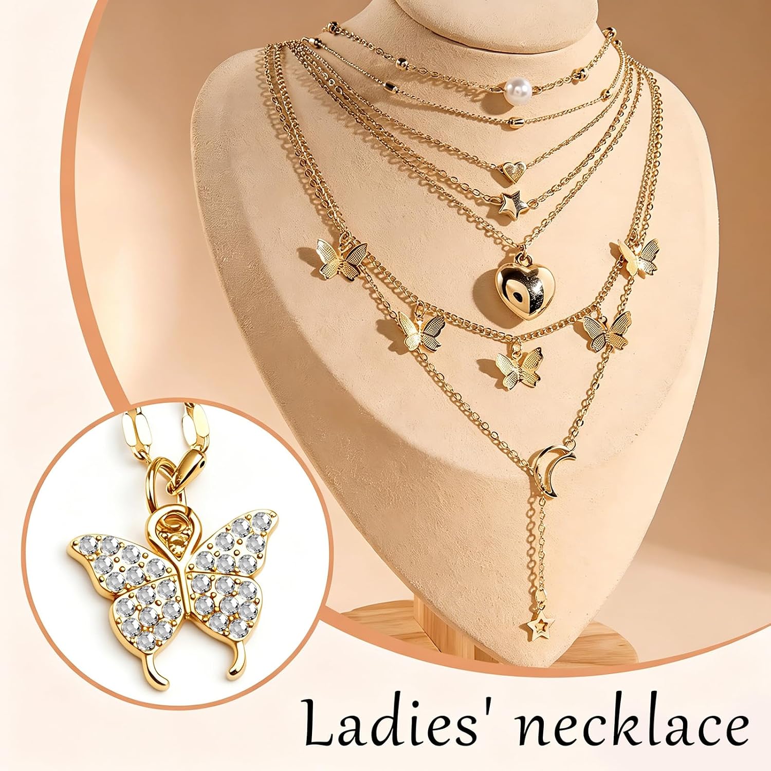 18 Pcs Y2K Necklace Set for Women | Y2K Jewelry and Grunge Necklace Pack, Cross, Heart, Butterfly, Star, Moon Pendants, Pearl Chain, Emo Necklace Layered Set