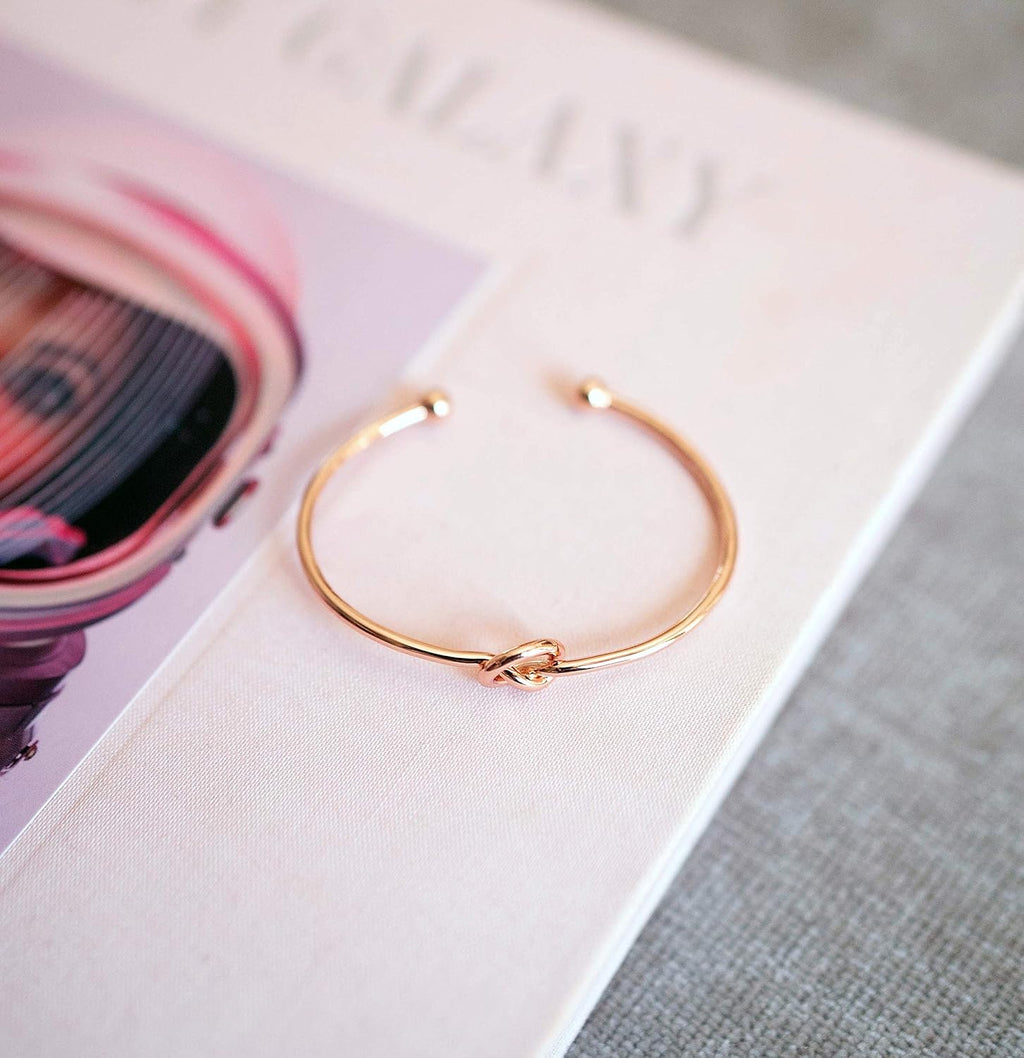 PAVOI 14K Gold Plated Forever Love Knot Infinity Bangle Bracelets for Women | Gold Bangle Bracelet for Women