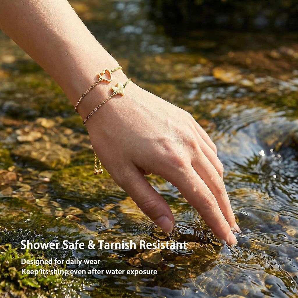 Camhanno 18K Gold Plated Bracelets for Mother Daughter | Waterproof & Non Tarnish, Best Friend Bracelet,Matching Bracelets,Adjustable Bracelet Gift for Women