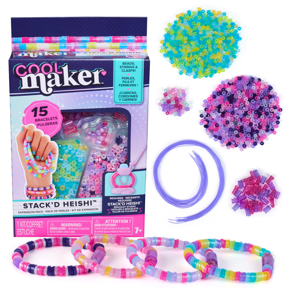 Cool Maker Stack'd Heishi Studio Bracelet Making Kit, Ages 7+ | Stack, String & Snap 15 Friendship Bracelets, Beading Pen & 1200 Beads, Easy DIY Arts & Crafts, Birthday Gifts Idea for Girls