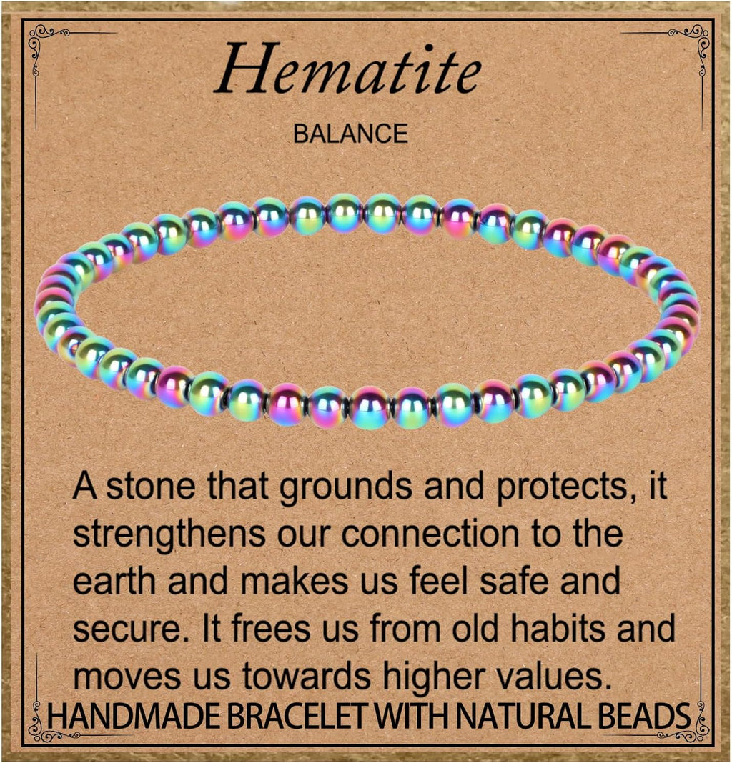 LPBeads Handmade Natural Gemstone Stretch Elastic Bracelet Healing Crystal Round Stone Beads Jewelry Gifts for Women Men