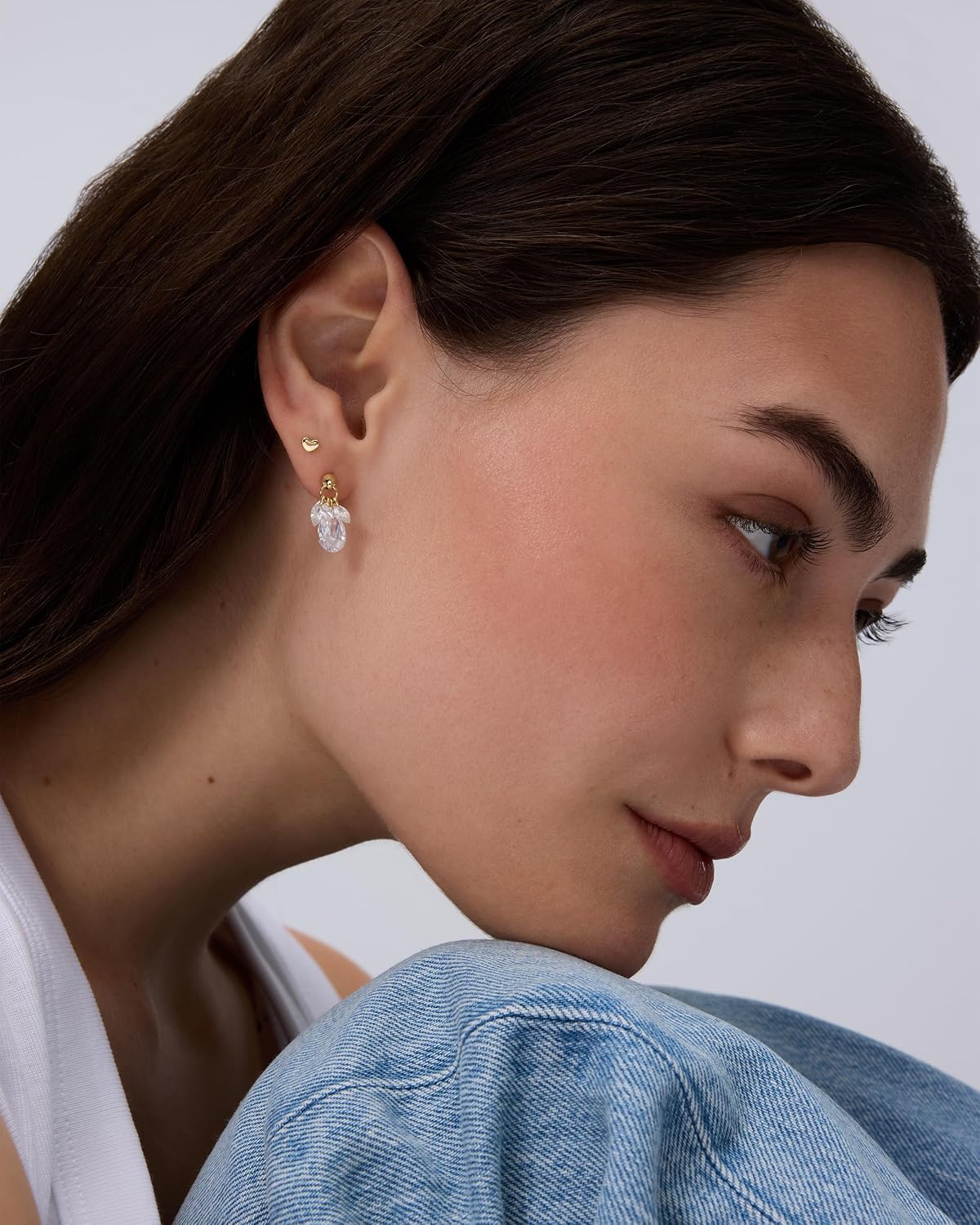 PAVOI 14K Gold Plated Dangle Flat Back Earrings for Women, CZ Stud Piercing | Hypoallergenic Earrings with 925 Sterling Silver Posts, Helix & Cartilage Screw Back Earrings with Cubic Zirconia