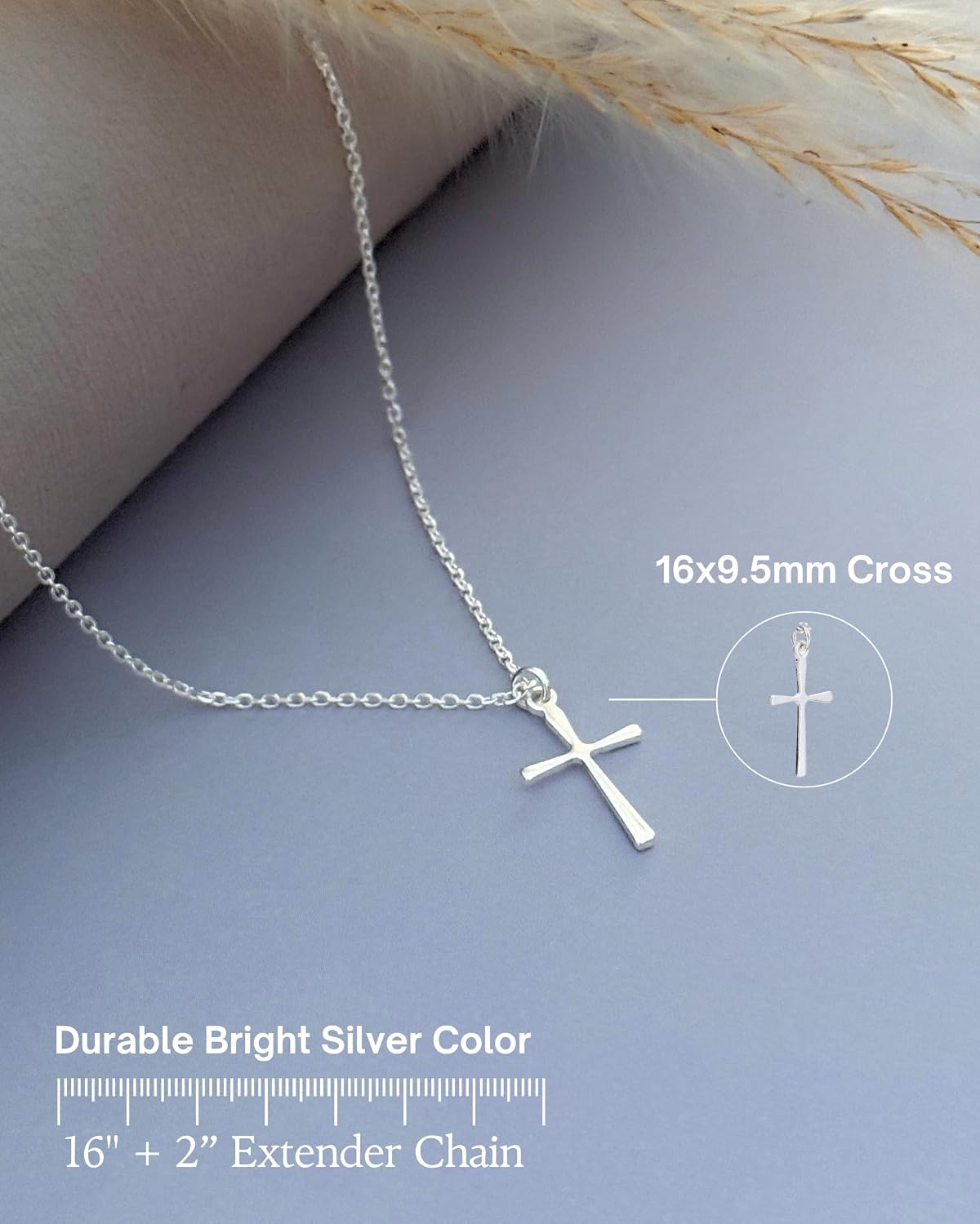 Annika Bella Cross Necklace for Women, 16-18 Inches Silver/Gold Chain, Women's Small Simple Cross Necklaces Religious Charm Jewelry, Faith Gift for Her