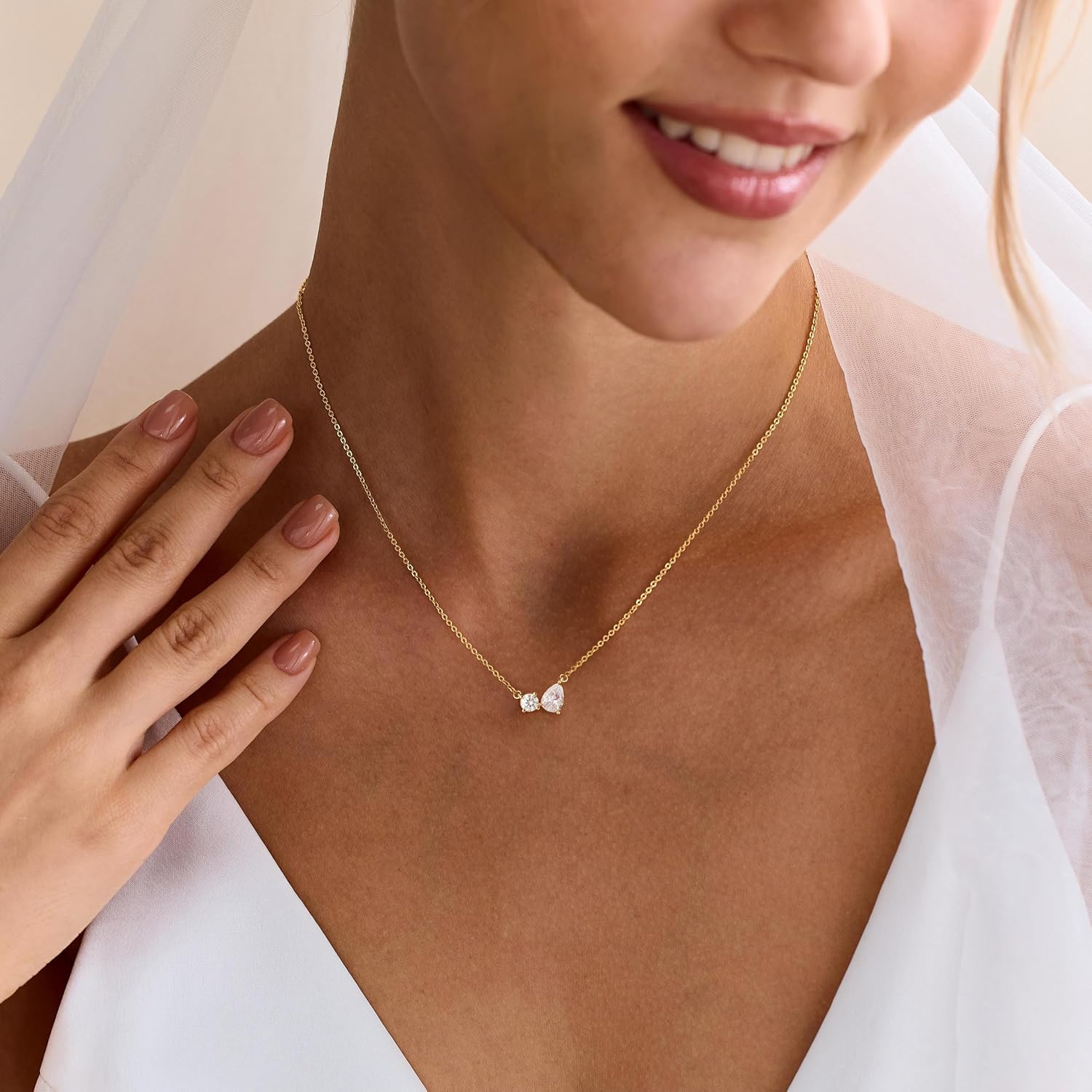 Gold Necklace For Women,Dainty Rhinestone Choker Necklace 14K Gold Plated Cubic Zirconia Pendant Necklaces Trendy Waterproof Statement Necklaces Fashion Womens Homecoming Jewelry