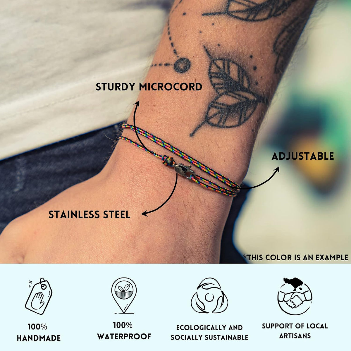 Made by Nami Nautical Rope Bracelet for Men Waterproof & Adjustable Wrap String Bracelets with Snap Hook Gift for Him