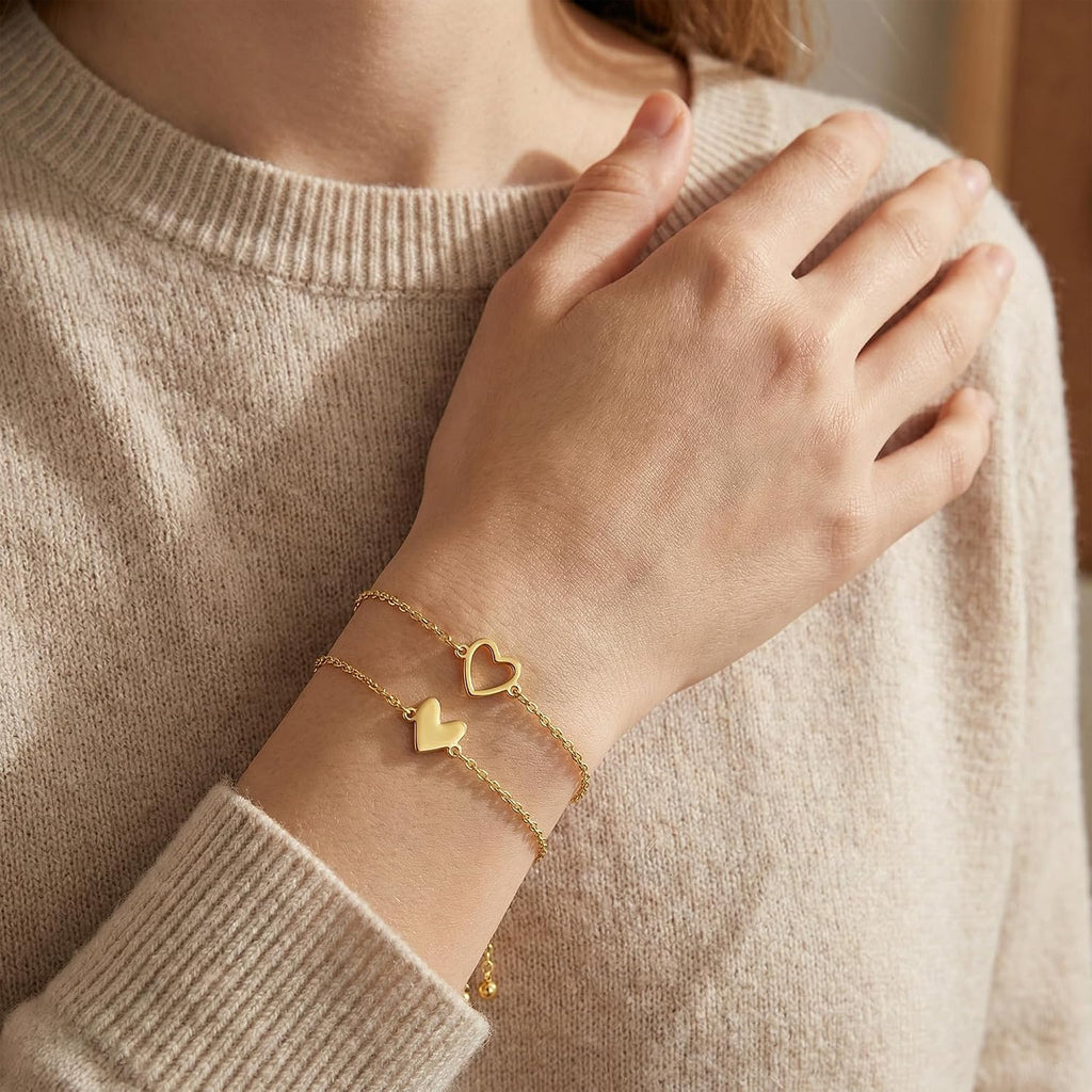 Camhanno 18K Gold Plated Bracelets for Mother Daughter | Waterproof & Non Tarnish, Best Friend Bracelet,Matching Bracelets,Adjustable Bracelet Gift for Women