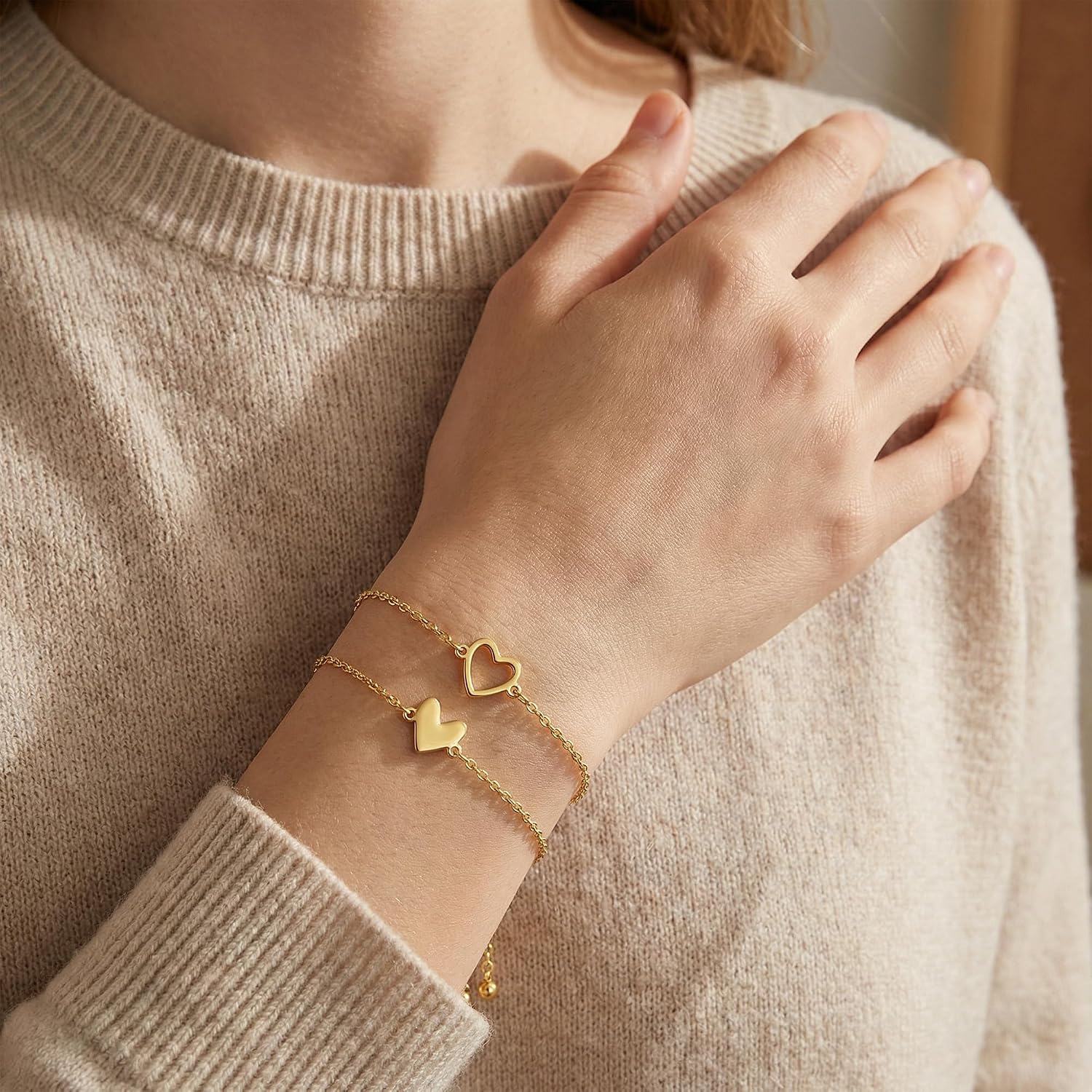 Camhanno 18K Gold Plated Bracelets for Mother Daughter | Waterproof & Non Tarnish, Best Friend Bracelet,Matching Bracelets,Adjustable Bracelet Gift for Women