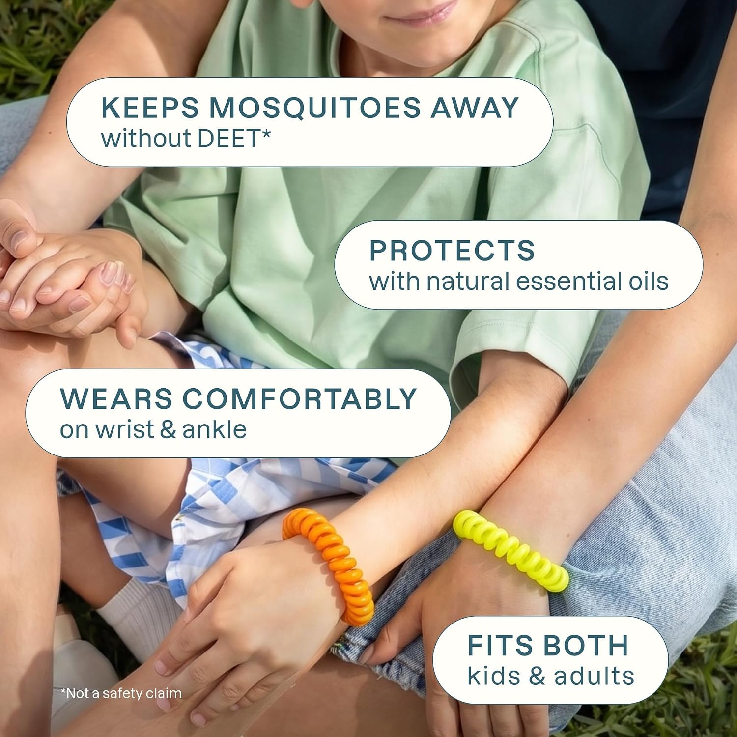 Cliganic 20 Pack Mosquito Repellent Bracelets for Adults & Kids - Natural DEET-Free Bands, Individually Wrapped