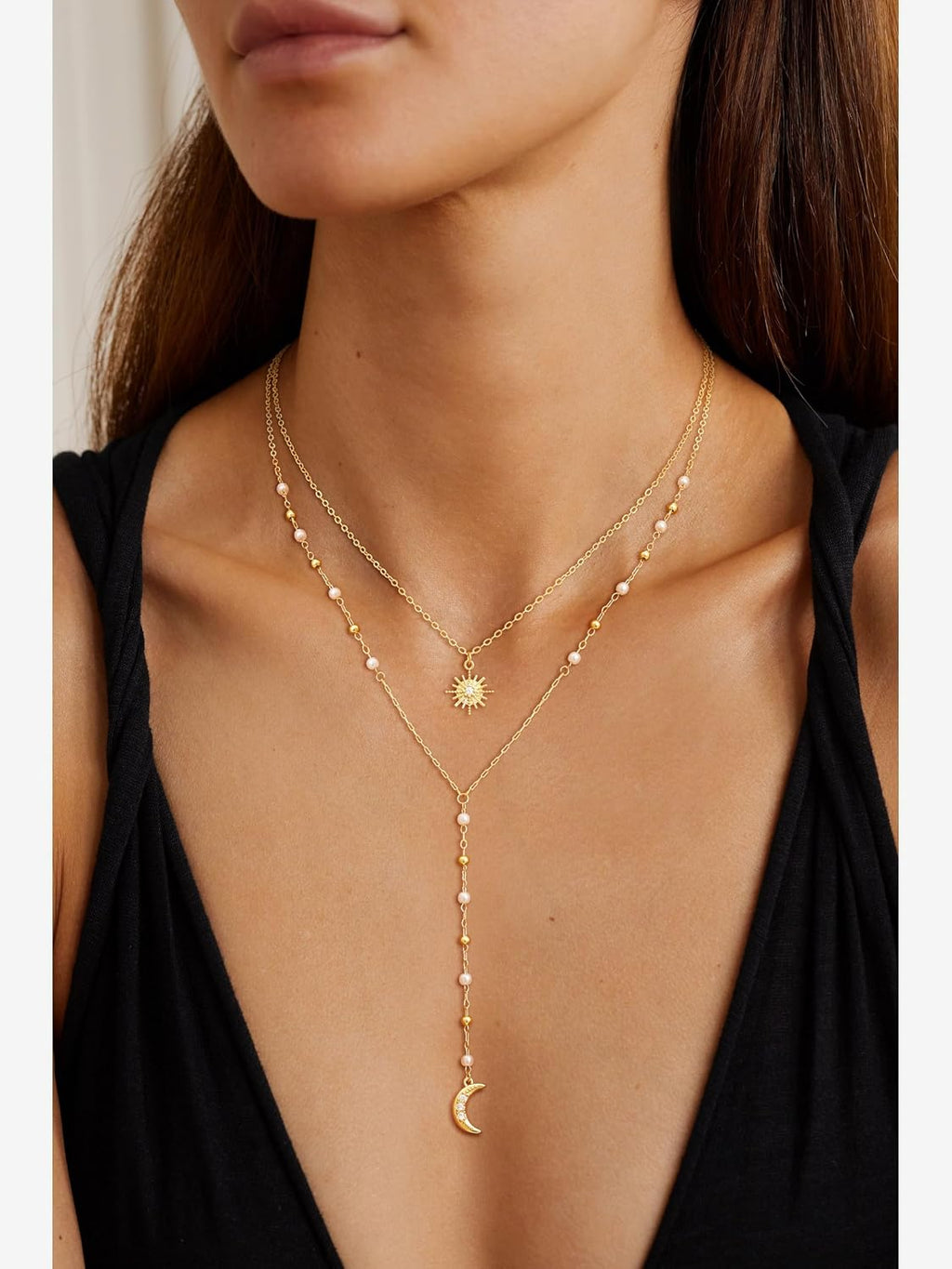 CHESKY Long Necklace for Women, 14k Gold Plated/Streling Silver Lariat Y Necklaces