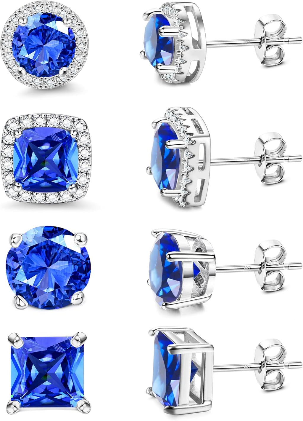 MILACOLATO S925 Sterling Silver Stud Earrings for Women Men Hypoallergenic 18K Gold Plated Cubic Zirconia Earrings Studs Brilliant Simulated Diamond Halo Earring for Sensitive Ears