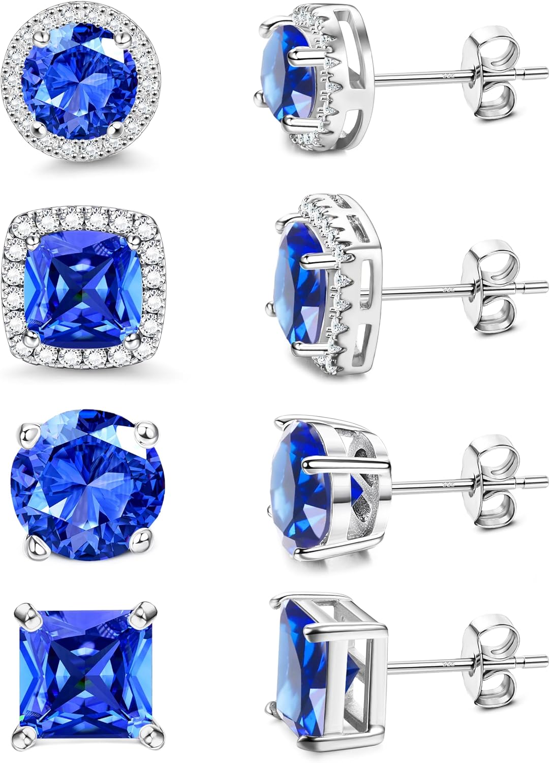 MILACOLATO S925 Sterling Silver Stud Earrings for Women Men Hypoallergenic 18K Gold Plated Cubic Zirconia Earrings Studs Brilliant Simulated Diamond Halo Earring for Sensitive Ears