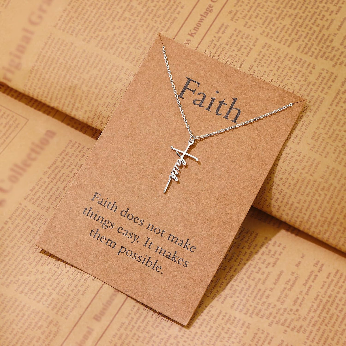 Lcherry Faith Cross Pendant Necklace for Women Religious Christian Jewelry Birthday Christmas Gifts for Women
