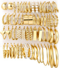 30 Pairs Gold Hoop Earrings Set for Women, Hypoallergenic Pearl Twisted Statement Hoops Multipack, Small to Chunky Hoop Earrings for Women Trendy Jewelry Gifts