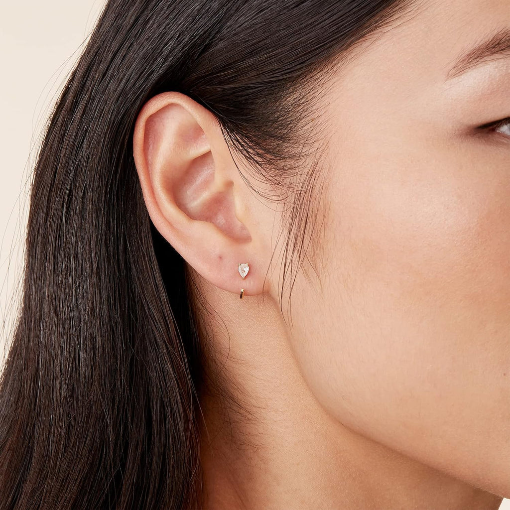 PAVOI 14K Gold Plated Half Hoop Earring for Women, Cartilage Huggie Earring | Hypoallergenic 925 Sterling Silver Earrings, Dainty Huggie Hoop Earrings