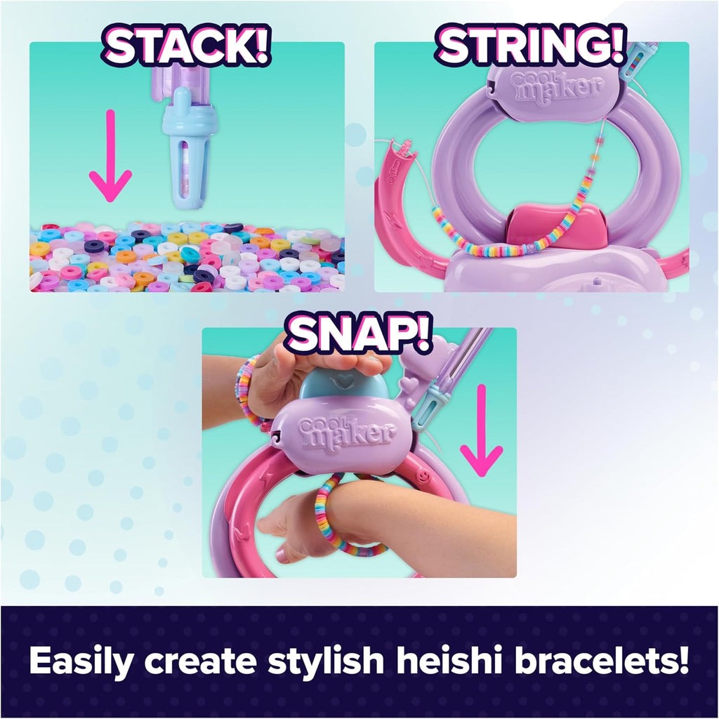 Cool Maker Stack'd Heishi Studio Bracelet Making Kit, Ages 7+ | Stack, String & Snap 15 Friendship Bracelets, Beading Pen & 1200 Beads, Easy DIY Arts & Crafts, Birthday Gifts Idea for Girls