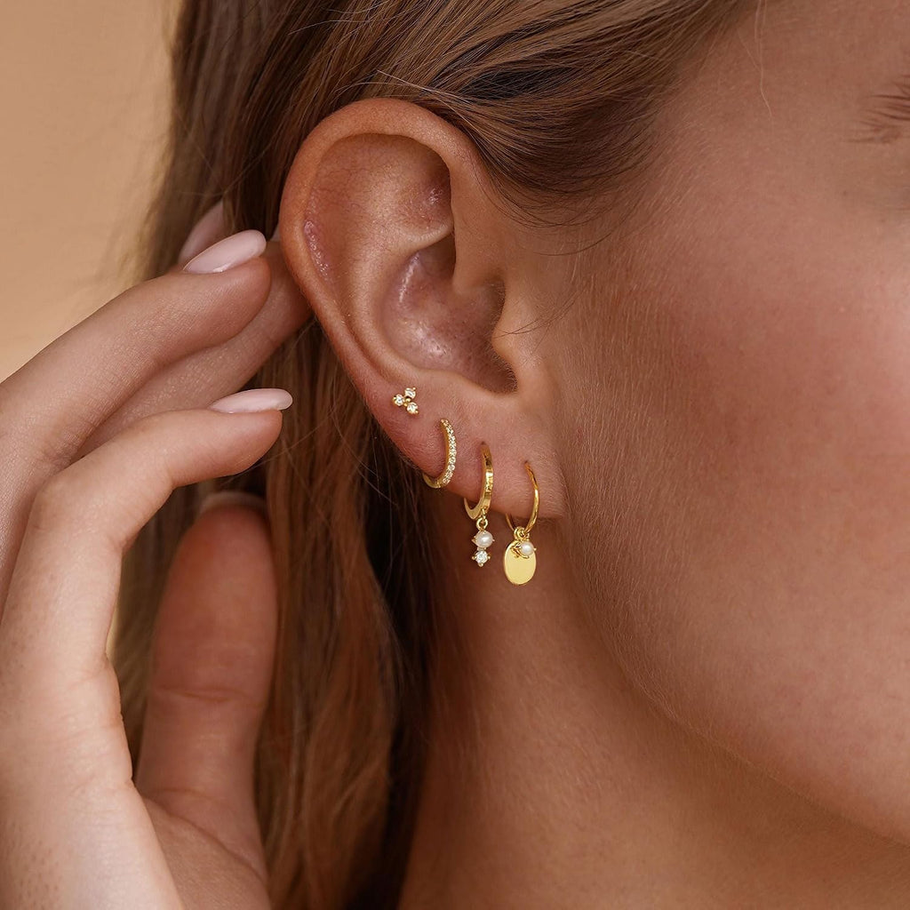Gold Earrings for Women, Dainty Earring Stacks 14K Gold Plated Huggie Earrings for Women Trendy Hypoallergenicc Unique Dangle Drop Earrings Set Cute Small Huggie Hoop Earrings Womens Jewelry