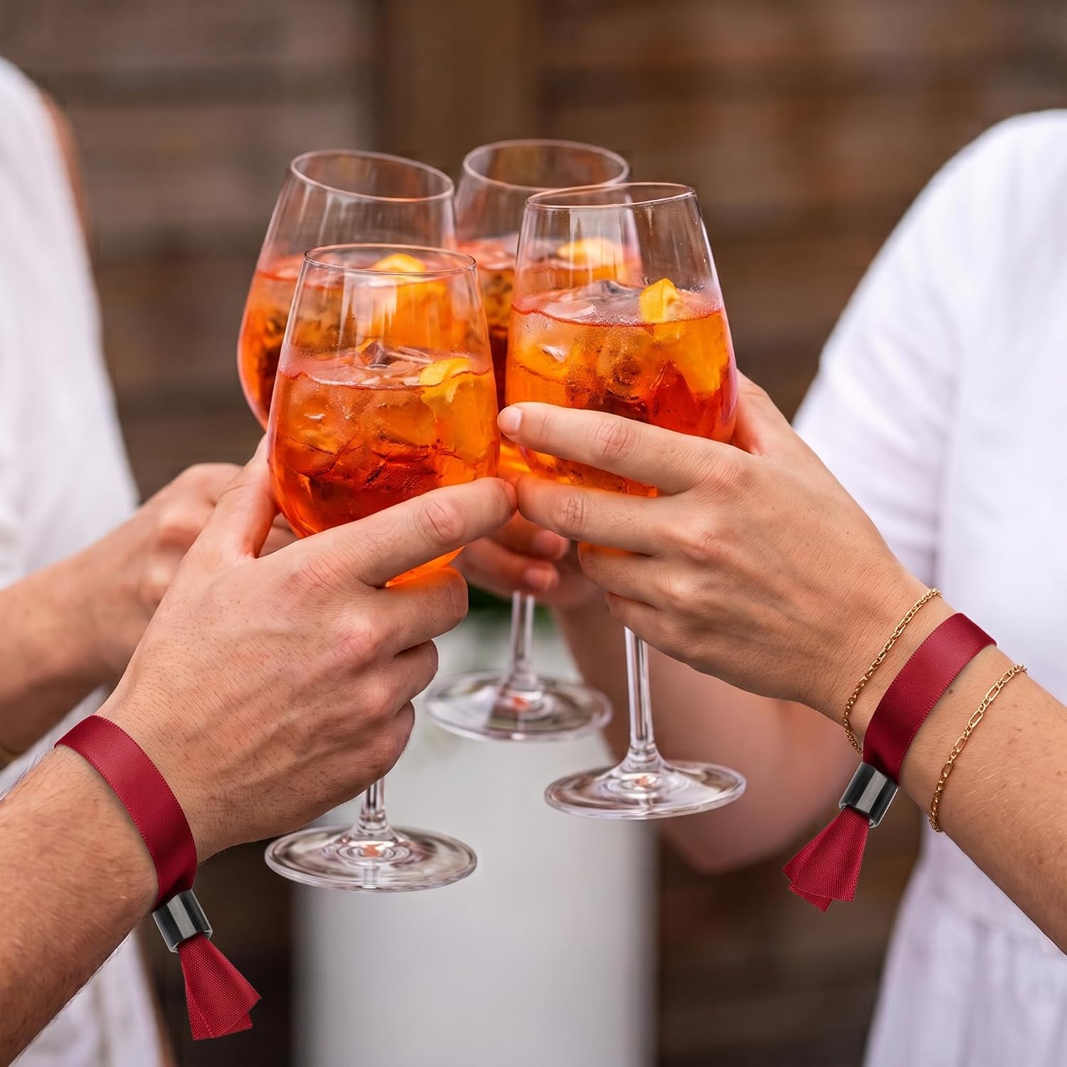 120 Pack Fabric Event Wristbands with Secure One-Time Plastic Lock - 13.78 Inches Adjustable Cloth Security Bracelets for Music Festivals, Nightclubs, Schools, VIP Access, Parties (Red)