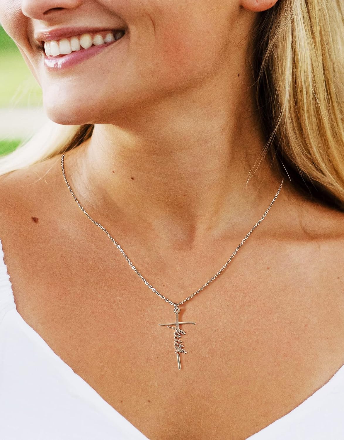 Lcherry Faith Cross Pendant Necklace for Women Religious Christian Jewelry Birthday Christmas Gifts for Women