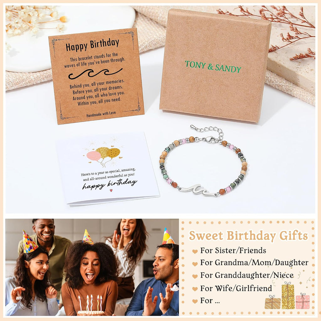 TONY & SANDY Friend Gifts for Women, Unique Birthday Gifts for Women, Sister Gift from Sister, Wave Bracelet, Christmas Stocking Stuffers for Woman Female, Bestie Friendship Bracelets