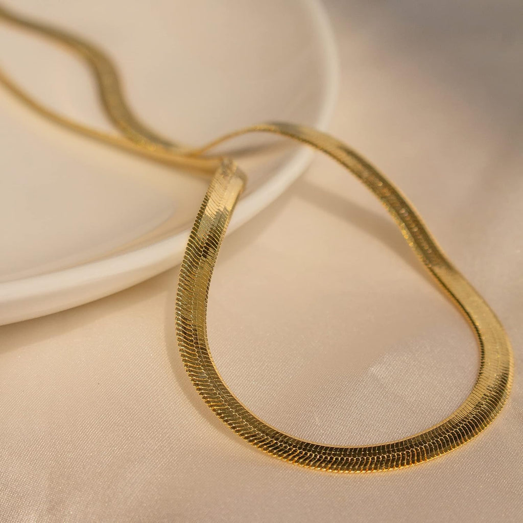 CHESKY Gold Necklace for Women 14K Plated/S925 sterling silver Snake Chain | Dainty Gold Necklace,Thin Chunky Chain,Simple Choker Necklaces for Women,Non tarnish Trendy Jewelry, Gifts for Women