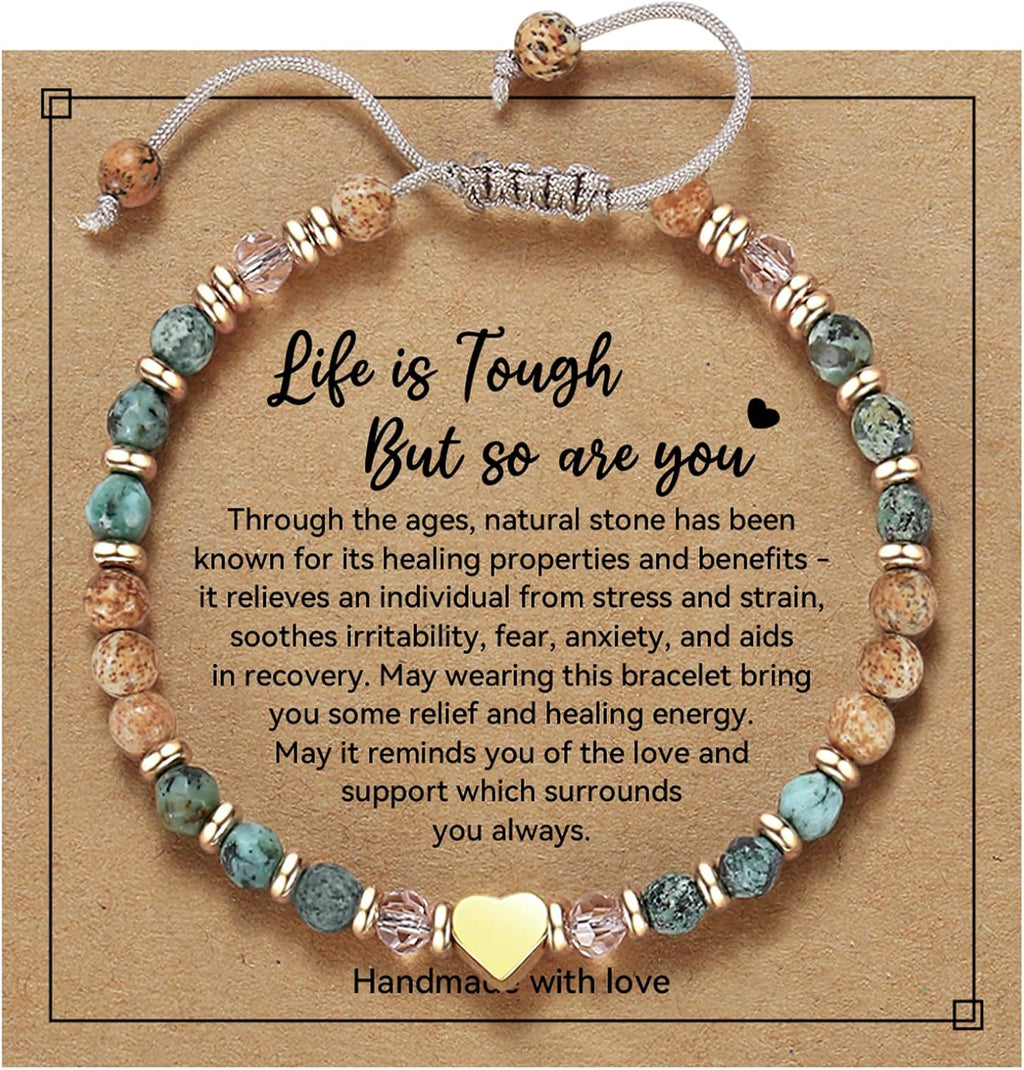 yupoxiu Natural Stone Bracelets - Inspirational Birthday Gifts for Women | Thinking of You & Get Well Soon Gifts for Women, Unique Jewelry Gift for Friend, Sister, Her