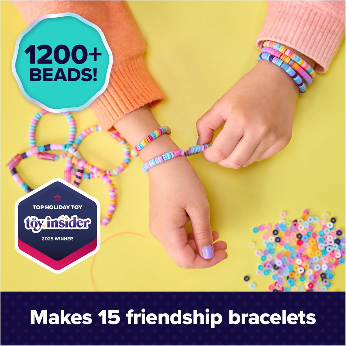 Cool Maker Stack'd Heishi Studio Bracelet Making Kit, Ages 7+ | Stack, String & Snap 15 Friendship Bracelets, Beading Pen & 1200 Beads, Easy DIY Arts & Crafts, Birthday Gifts Idea for Girls