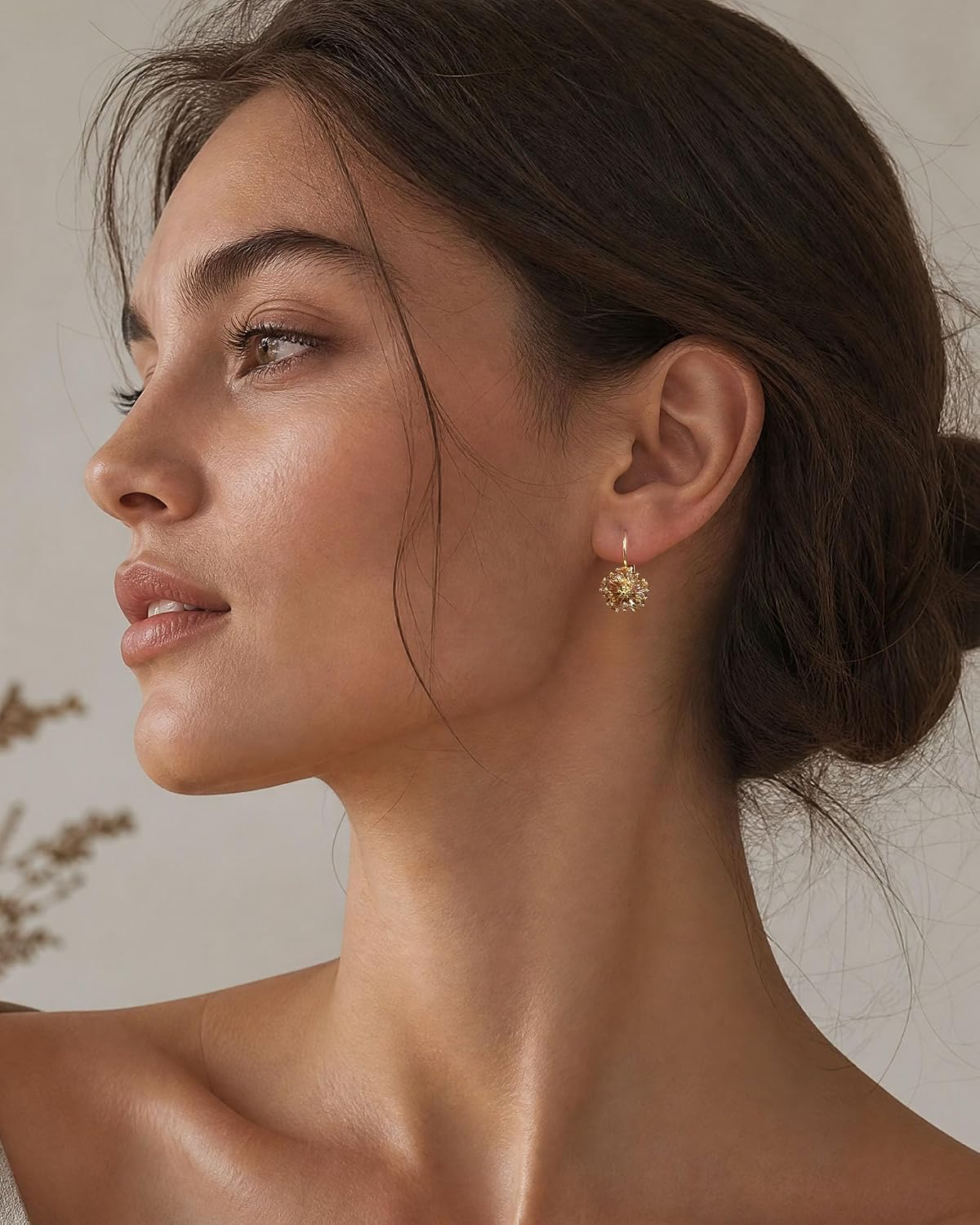 Vintage 14K Gold Plated Flower Birthstone Earrings | Hypoallergenic Leverback Floral Earrings, Trendy Jewelry Gifts for Women